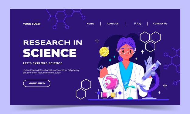 科学と研究のランディング ページ テンプレート