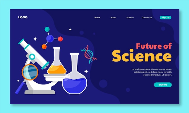 Free vector landing page template for science and research