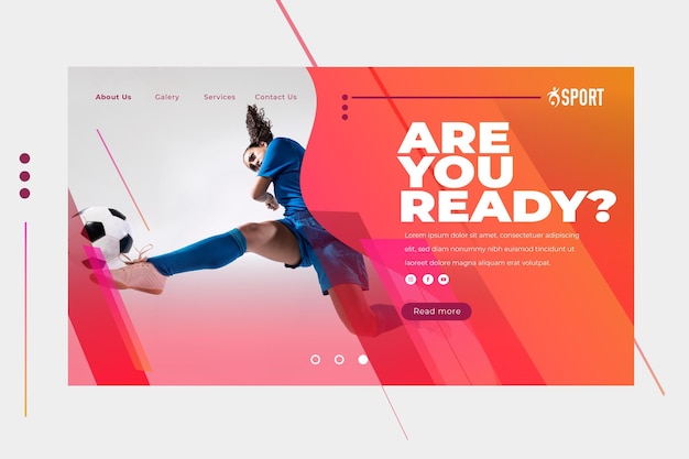 Free vector landing page template for sports activity