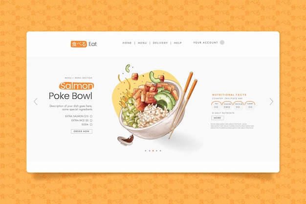 Landing page template for sushi bistro