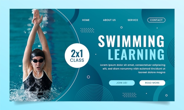 수영 강습 및 학습을 위한 방문 페이지 템플릿