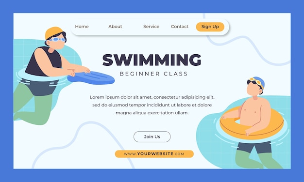 Landing page template for swimming lessons