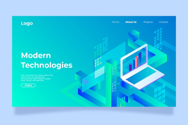 Free vector landing page template technology concept