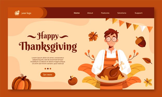 Landing page template for thanksgiving celebration