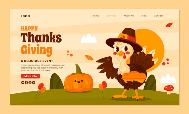 Landing page template for thanksgiving celebration