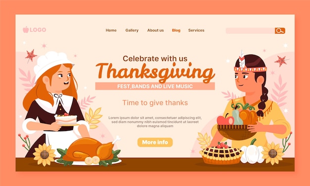 Landing page template for thanksgiving celebration