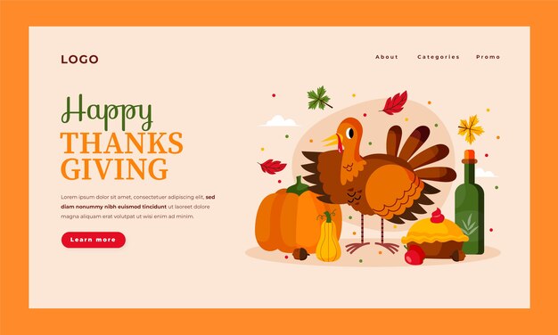Landing page template for thanksgiving celebration