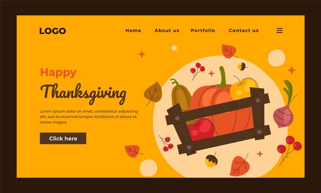 Landing page template for thanksgiving celebration