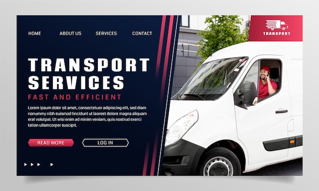 Landing page template for transport and conveyance