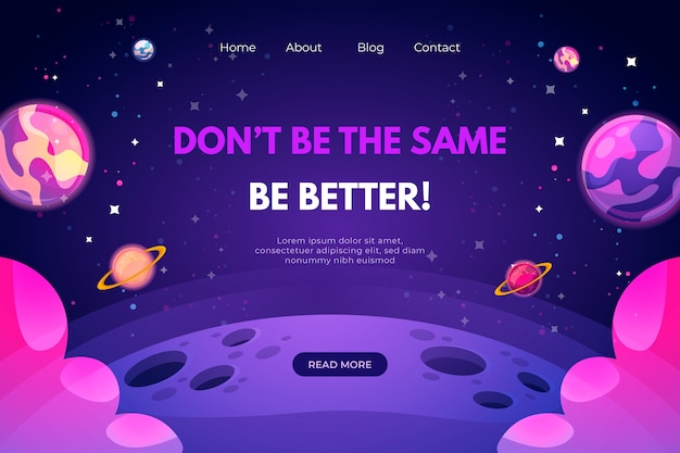 Landing page template of the universe