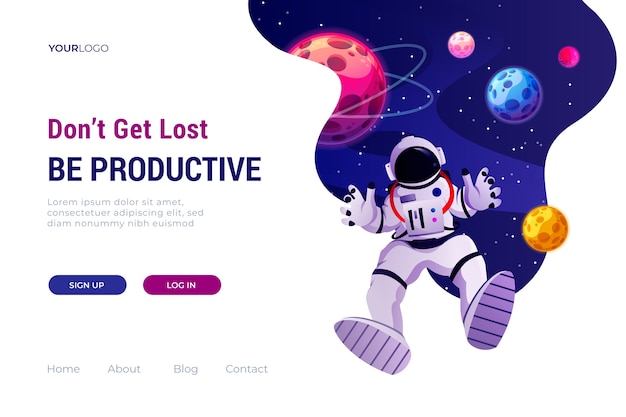 Landing page template of the universe