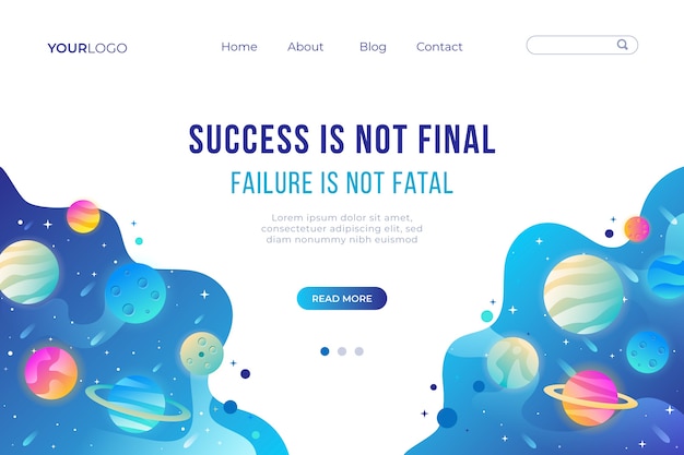 Free vector landing page template of the universe