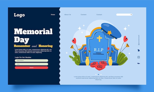 Landing page template for usa memorial day celebration