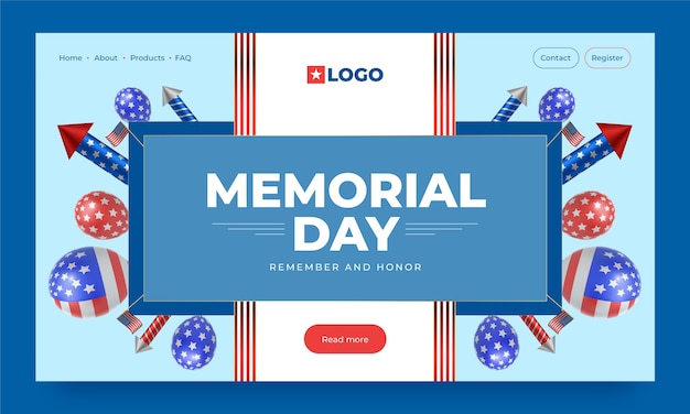 Landing page template for usa memorial day celebration