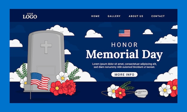 Landing page template for usa memorial day celebration