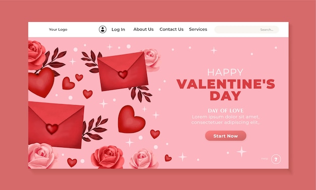 Vettore gratuito modello di pagina di destinazione per la celebrazione di san valentino