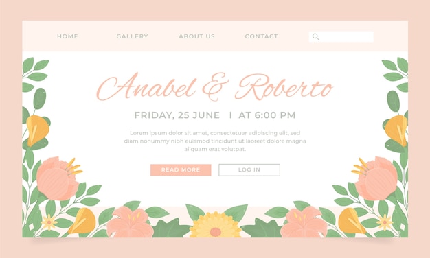 Landing page template for wedding celebration