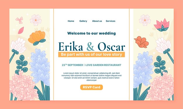 Landing page template for wedding celebration