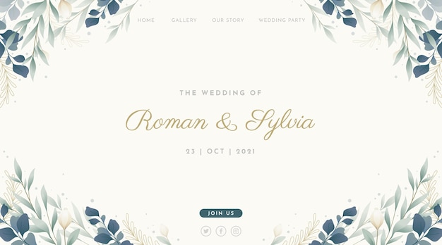 Free vector landing page template for wedding