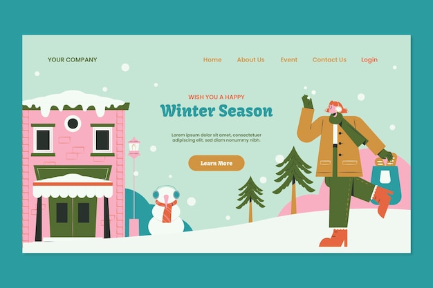 Free Vector landing page template for winter season celebration