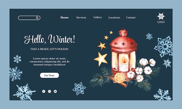 冬の季節のお祝いのためのランディング ページ テンプレート