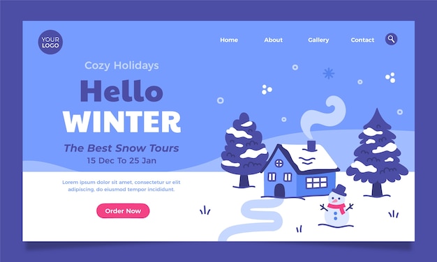 Free vector landing page template for winter season celebration