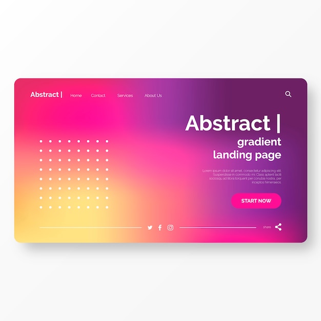 Landing page template with abstract background