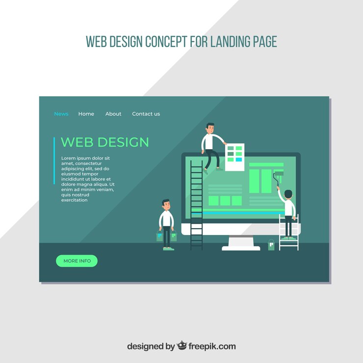 Free Vector landing page template with business concept 