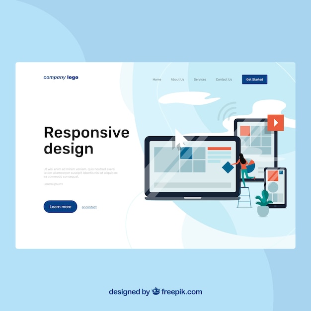 Landing page template with business concept 