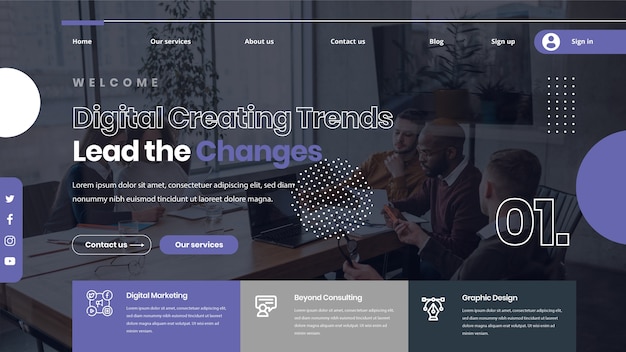 Landing page template with color of the year 2022