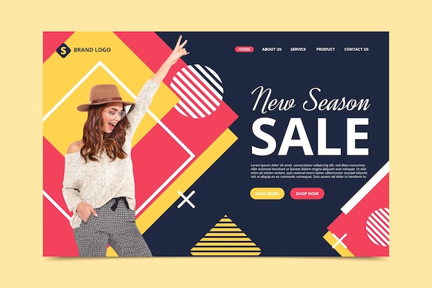 Free vector landing page template with fashion sale