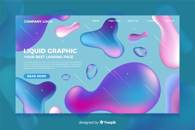 Landing page template with liquid shapes