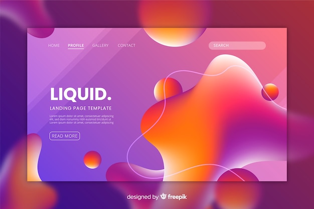 Free vector landing page template with liquid shapes