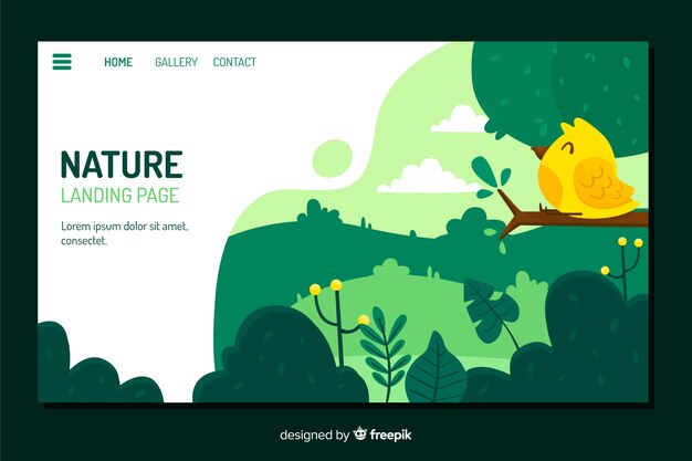 Landing page template with nature concept