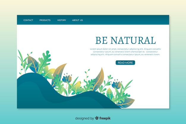 Landing page template with nature concept