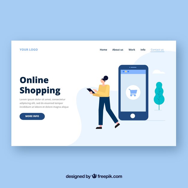 Landing page template with online shopping concept