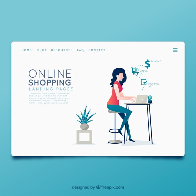 Landing page template with online shopping concept 