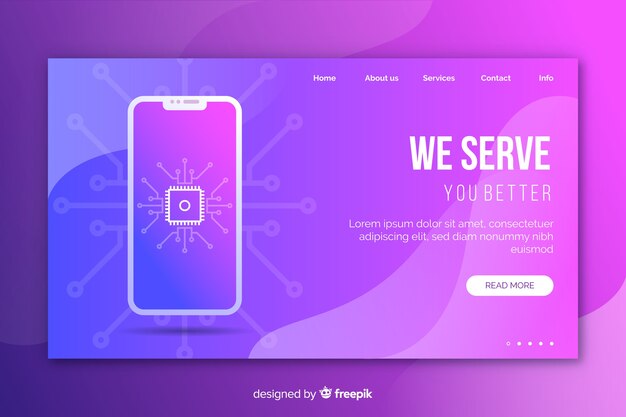 Landing page template with smartphone