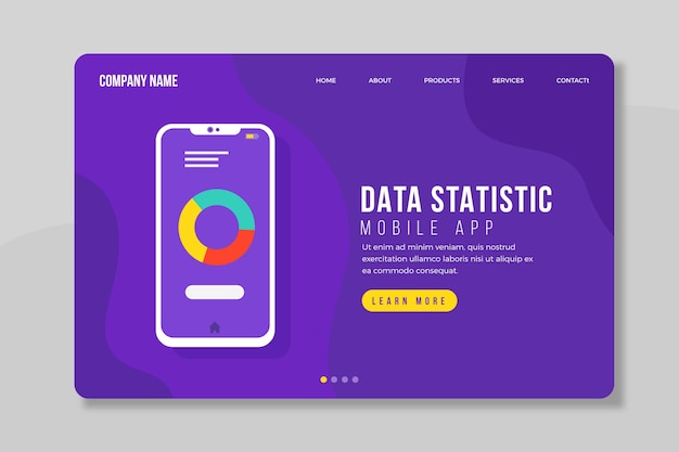 Free vector landing page template with smartphone
