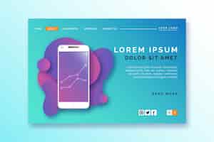 Free vector landing page template with smartphone