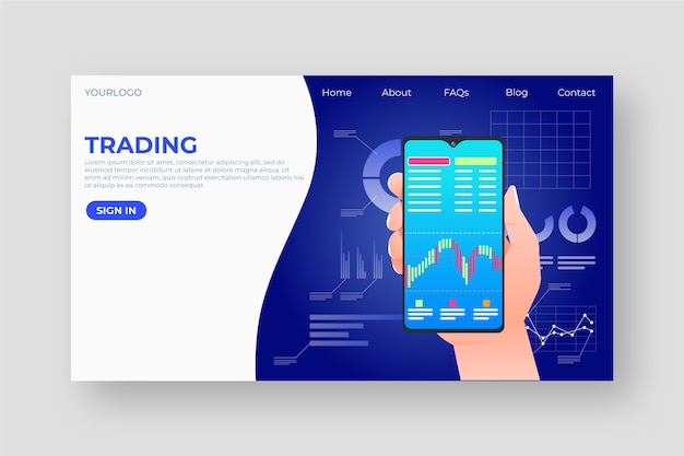 Free vector landing page template with smartphone