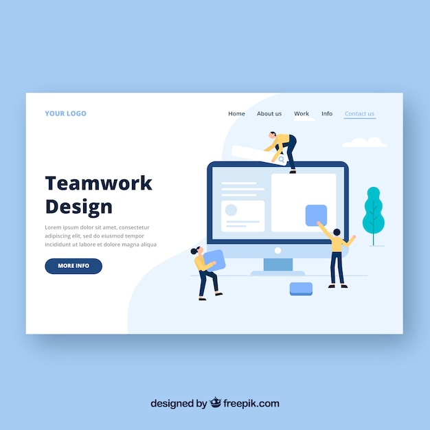 チームワークコンセプトのランディングページテンプレート