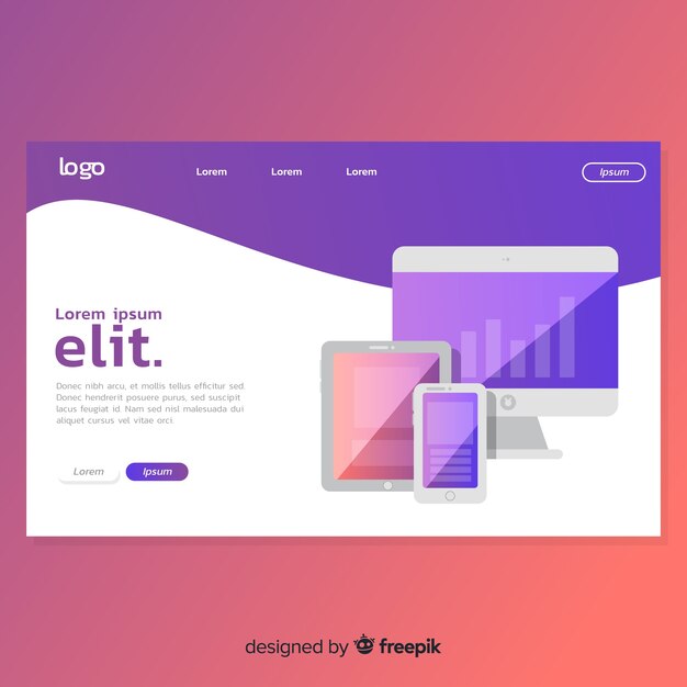 Free vector landing page template with technology device