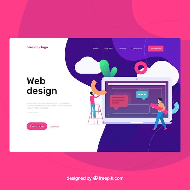 Landing page template with web design concept