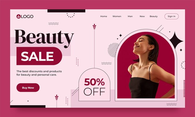 Landing page template for women's beauty and care