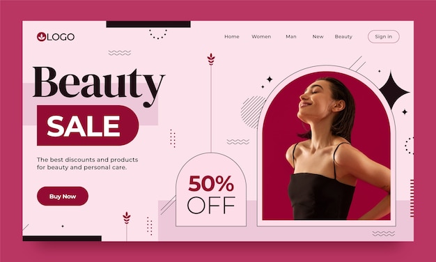 Landing page template for women's beauty and care