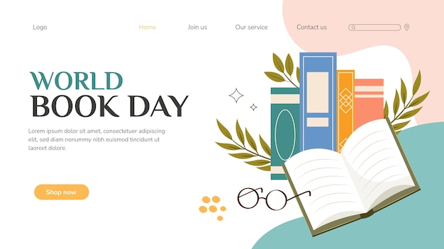 Free vector landing page template for world book day celebration