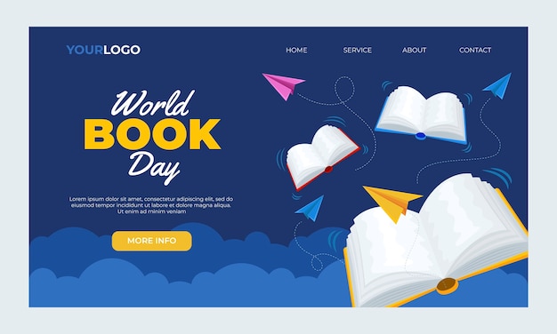 Free vector landing page template for world book day celebration