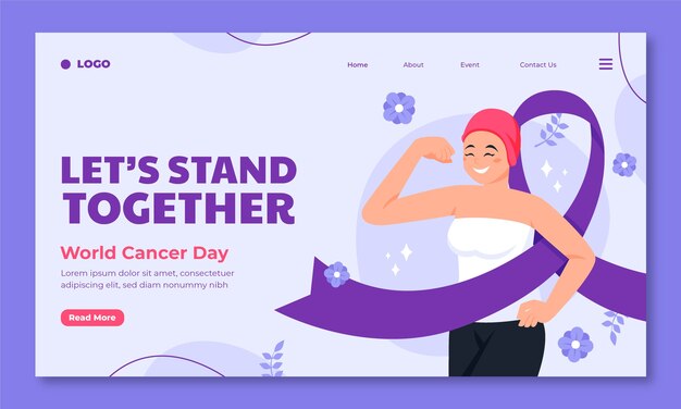 Landing page template for world cancer day awareness