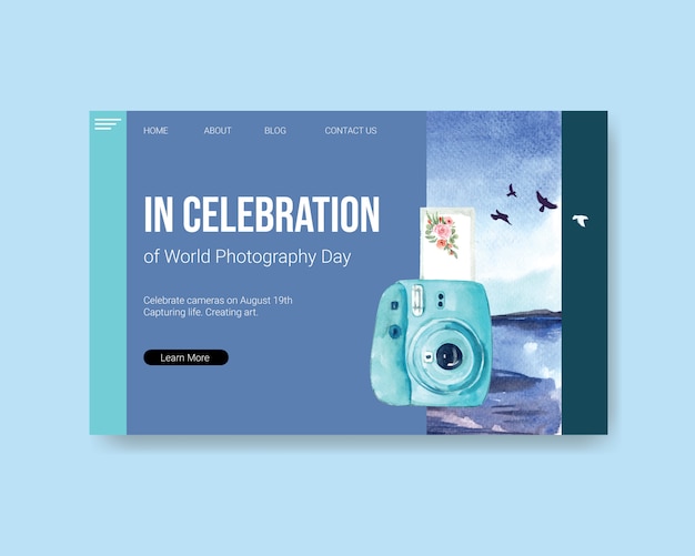 Modello di pagina di destinazione per la giornata mondiale della fotografia